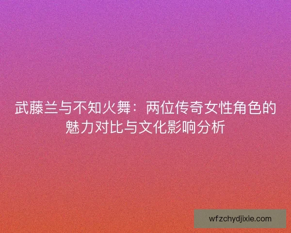武藤兰与不知火舞：两位传奇女性角色的魅力对比与文化影响分析