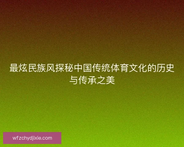 最炫民族风探秘中国传统体育文化的历史与传承之美